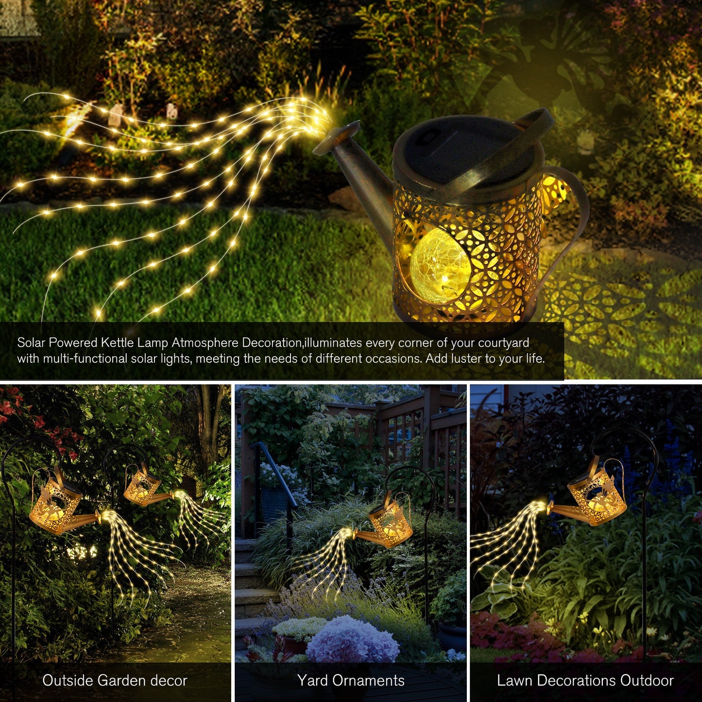 Solar Power Fairy Watering Can Garden Light