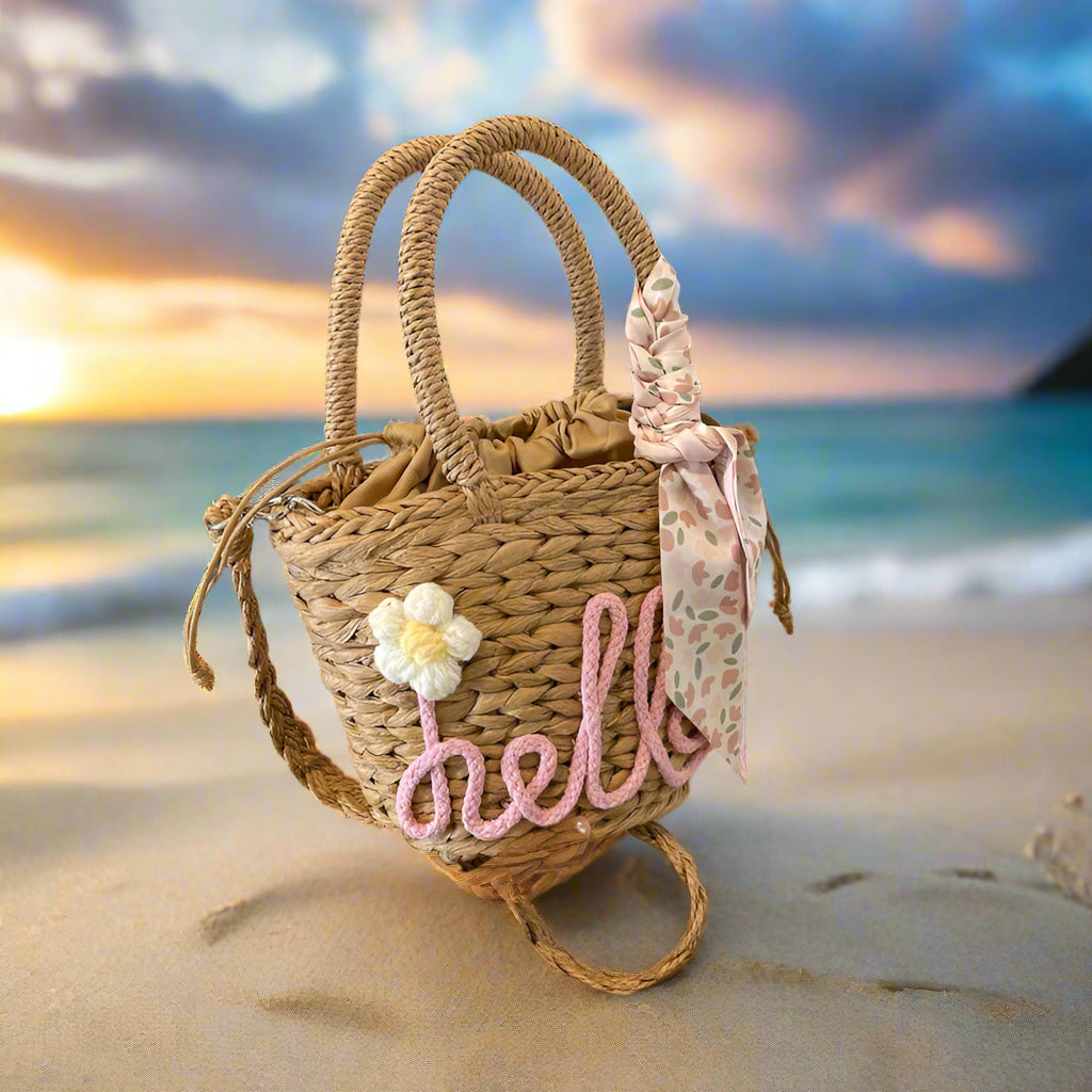 Woven Handbag Women's Fashion Letter Straw Cross Body Bag