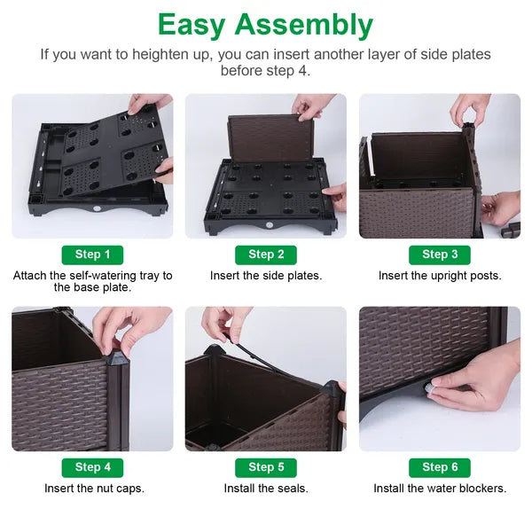 Raised Garden Bed Plant Growth Box With Self-watering System For Garden Patio Balcony Elevated Planter Box For Flowers Vegetables Herbs