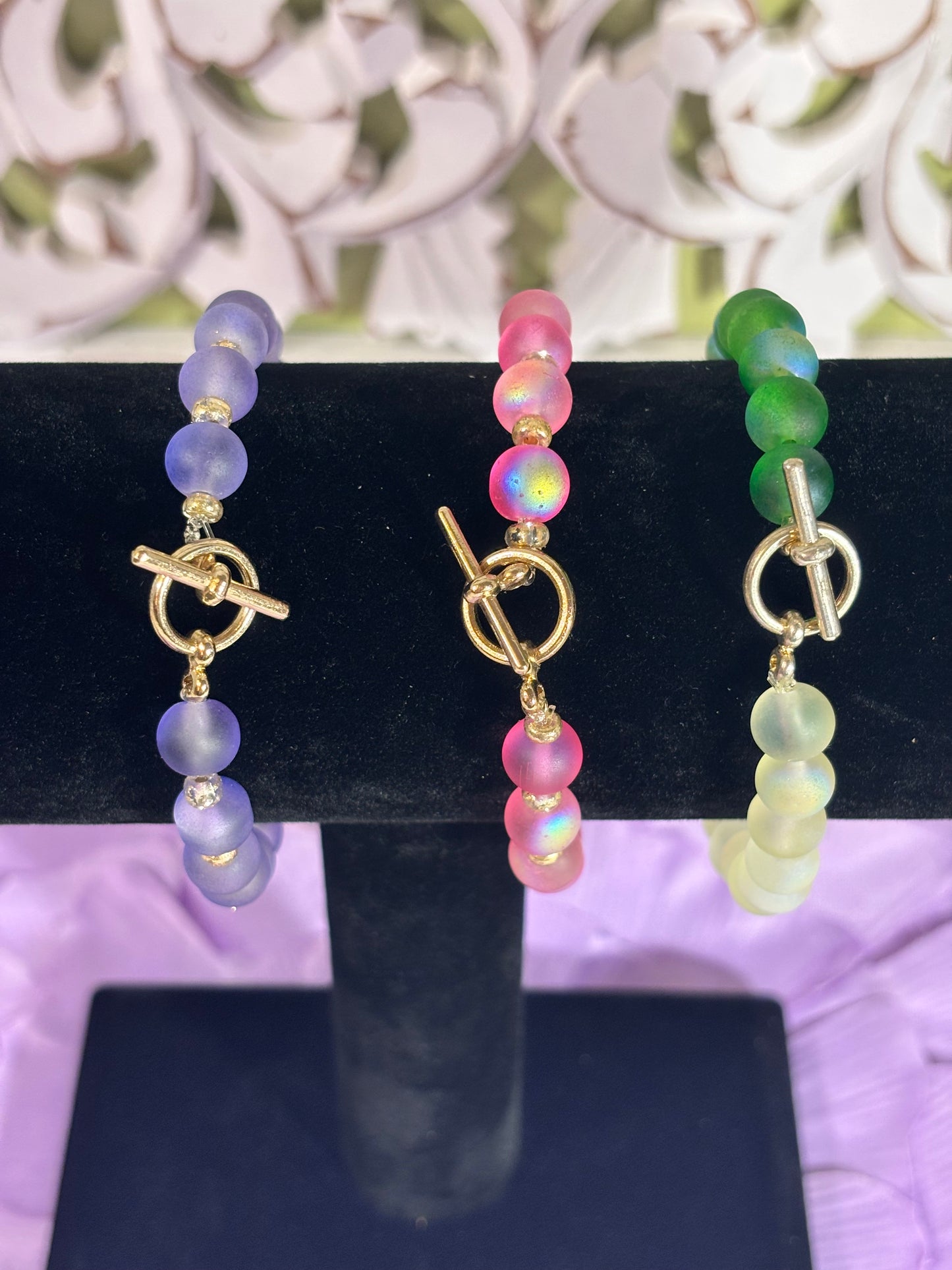 Glass Aurora Borealis Bead Bracelets