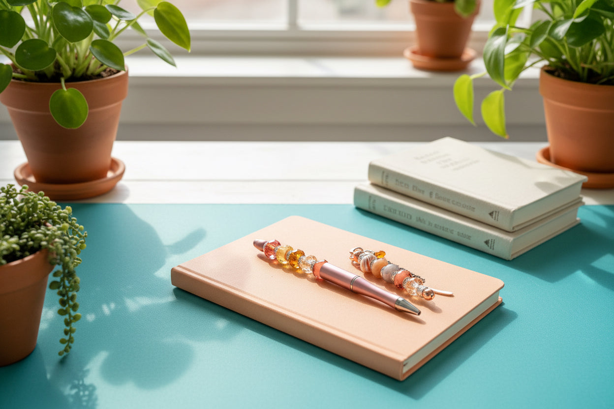 Handmade Filigree Feather Bookmark & Pen