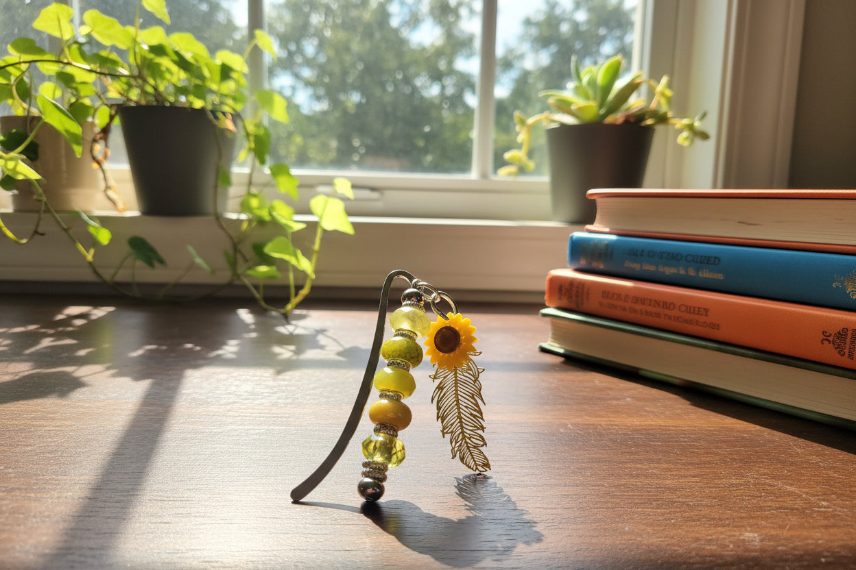 Handmade Bookmark with Filigree Feather