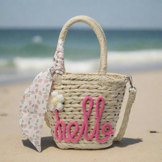 Woven Handbag Women's Fashion Letter Straw Cross Body Bag