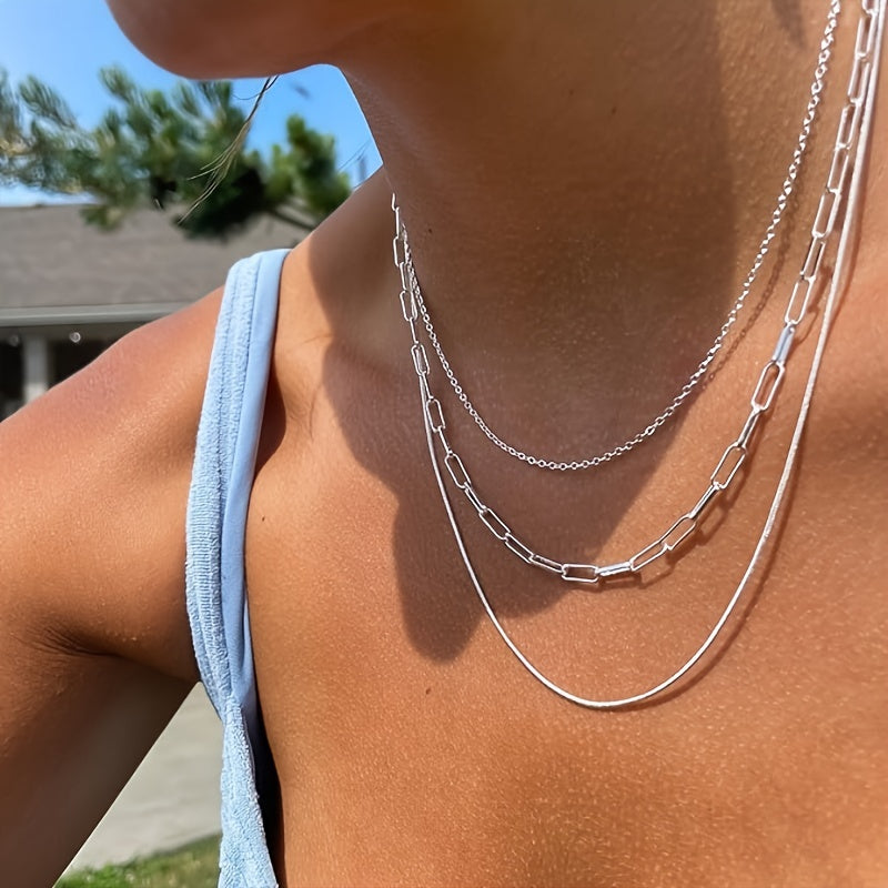 Sterling Silver Plated Layered Necklaces