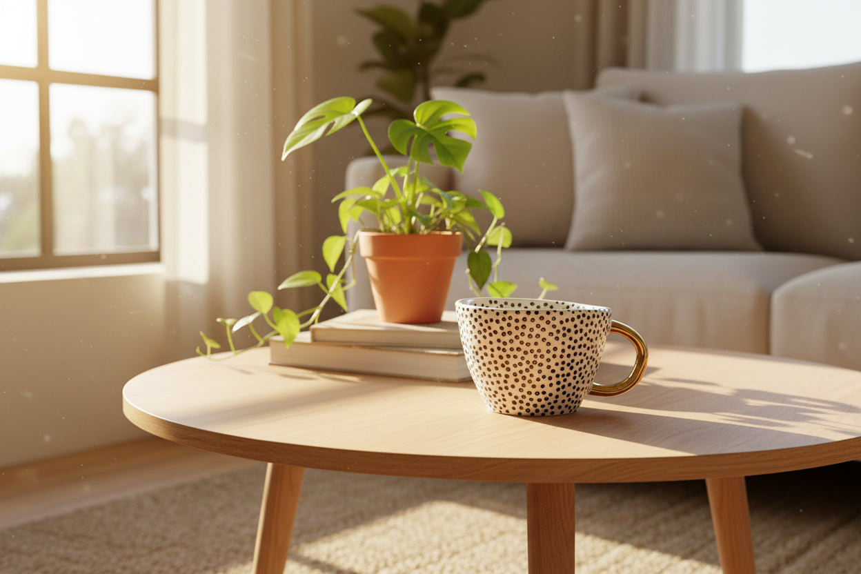 Japanese Geometric Hand-pinched Ceramic Mug