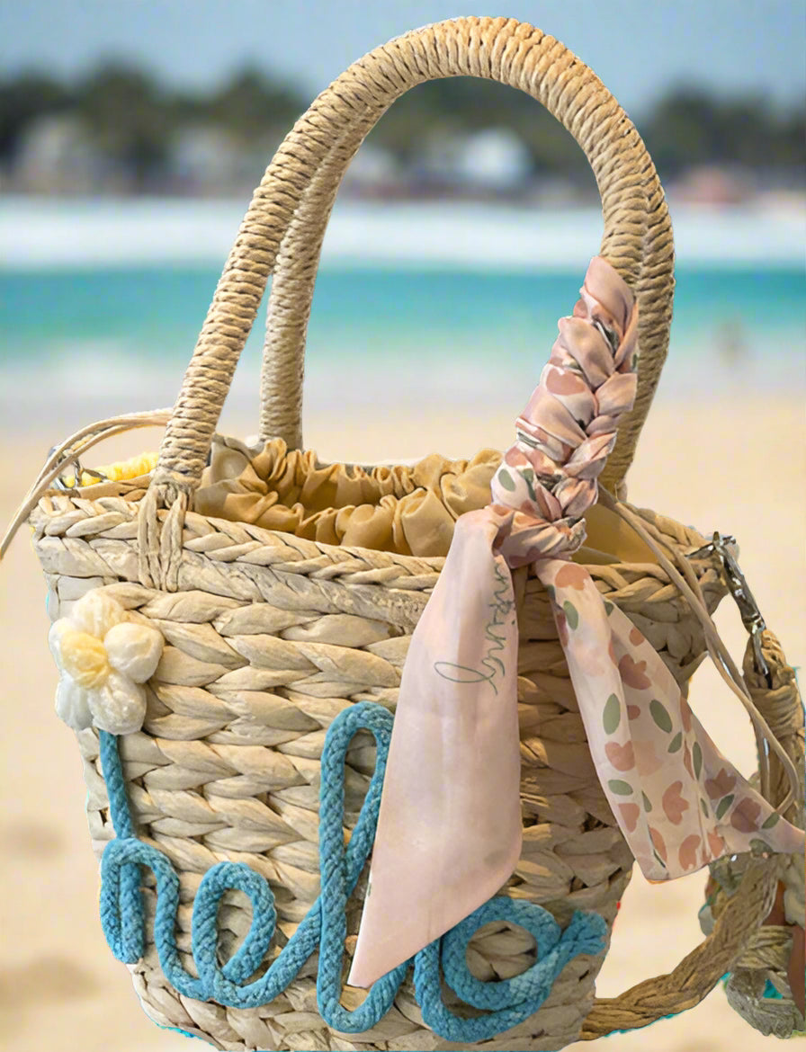 Woven Handbag Women's Fashion Letter Straw Cross Body Bag