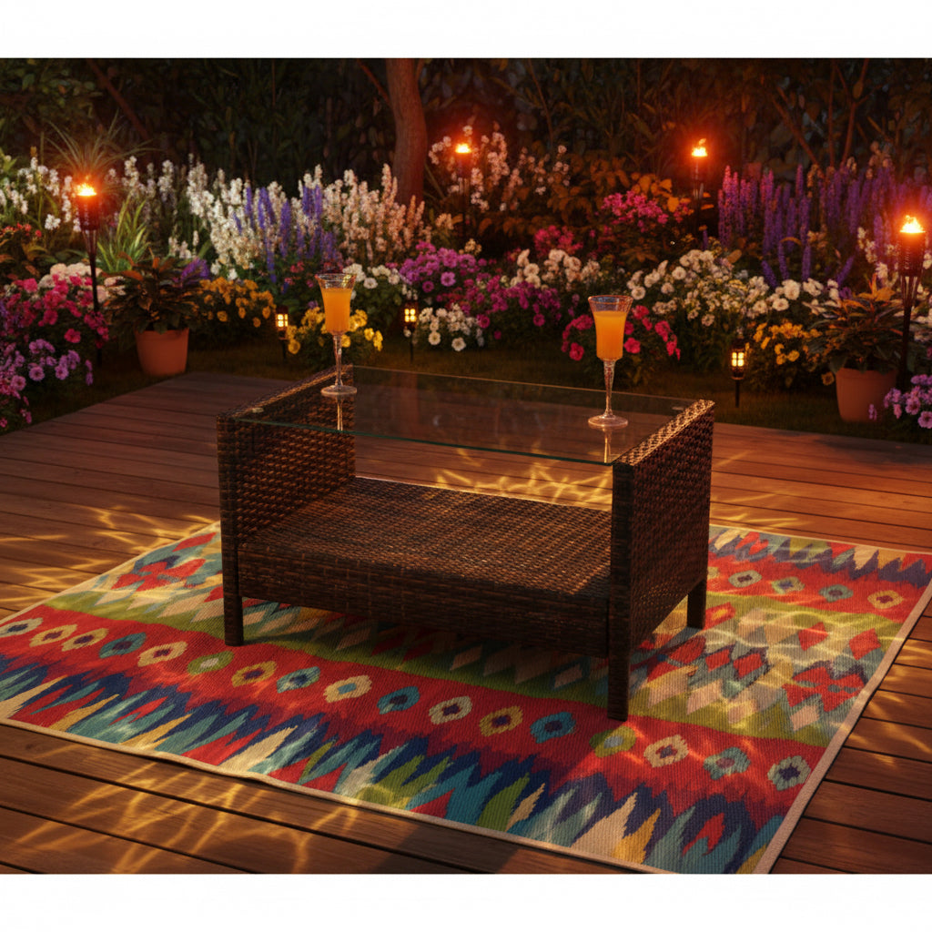 Glass Top Outdoor Coffee Table