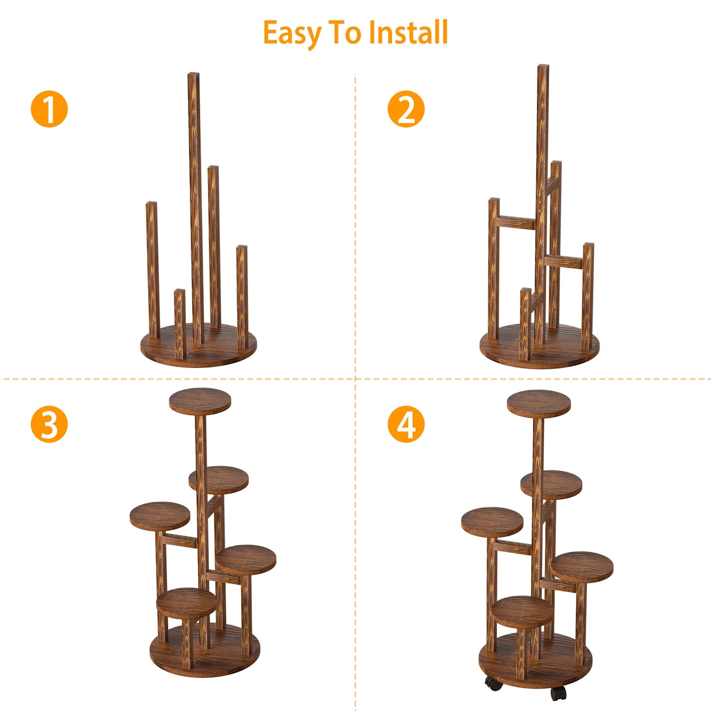 5 Layers Of Plant Stand With 4 Detachable Wheels For Indoor And Outdoor Decoration