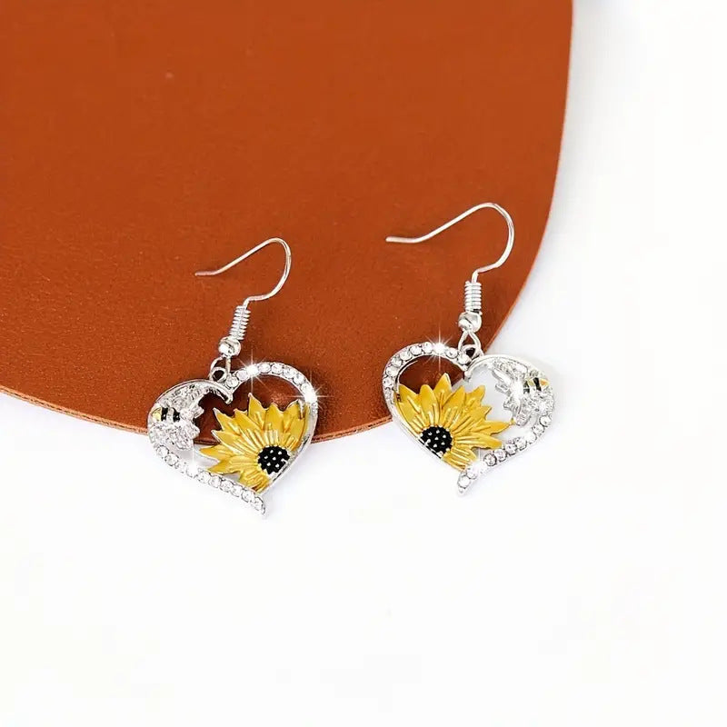 Bee & Sunflower Earrings & Pendant Pair*