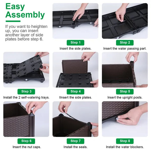 Raised Garden Bed Plant Growth Box With Self-watering System For Garden Patio Balcony Elevated Planter Box For Flowers Vegetables Herbs