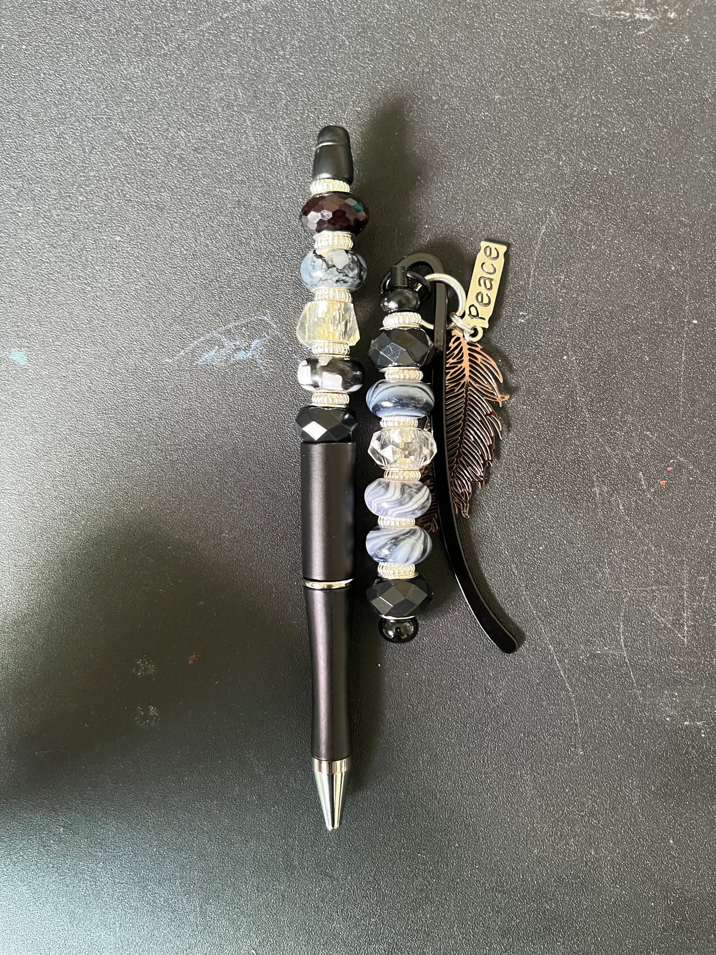 Bookmarks and Pen with Feather