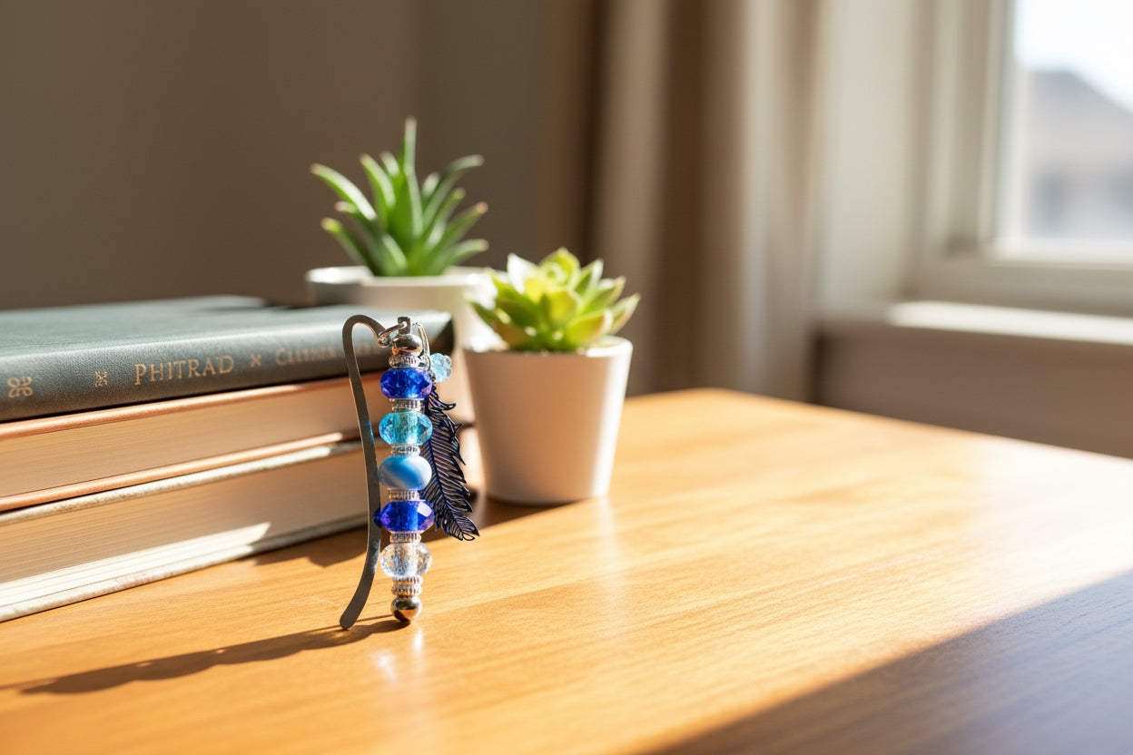 Handmade Bookmark with Filigree Feather