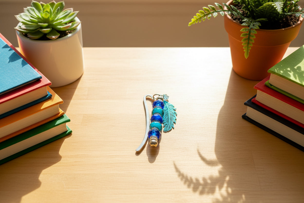 Handmade Bookmark with Filigree Feather