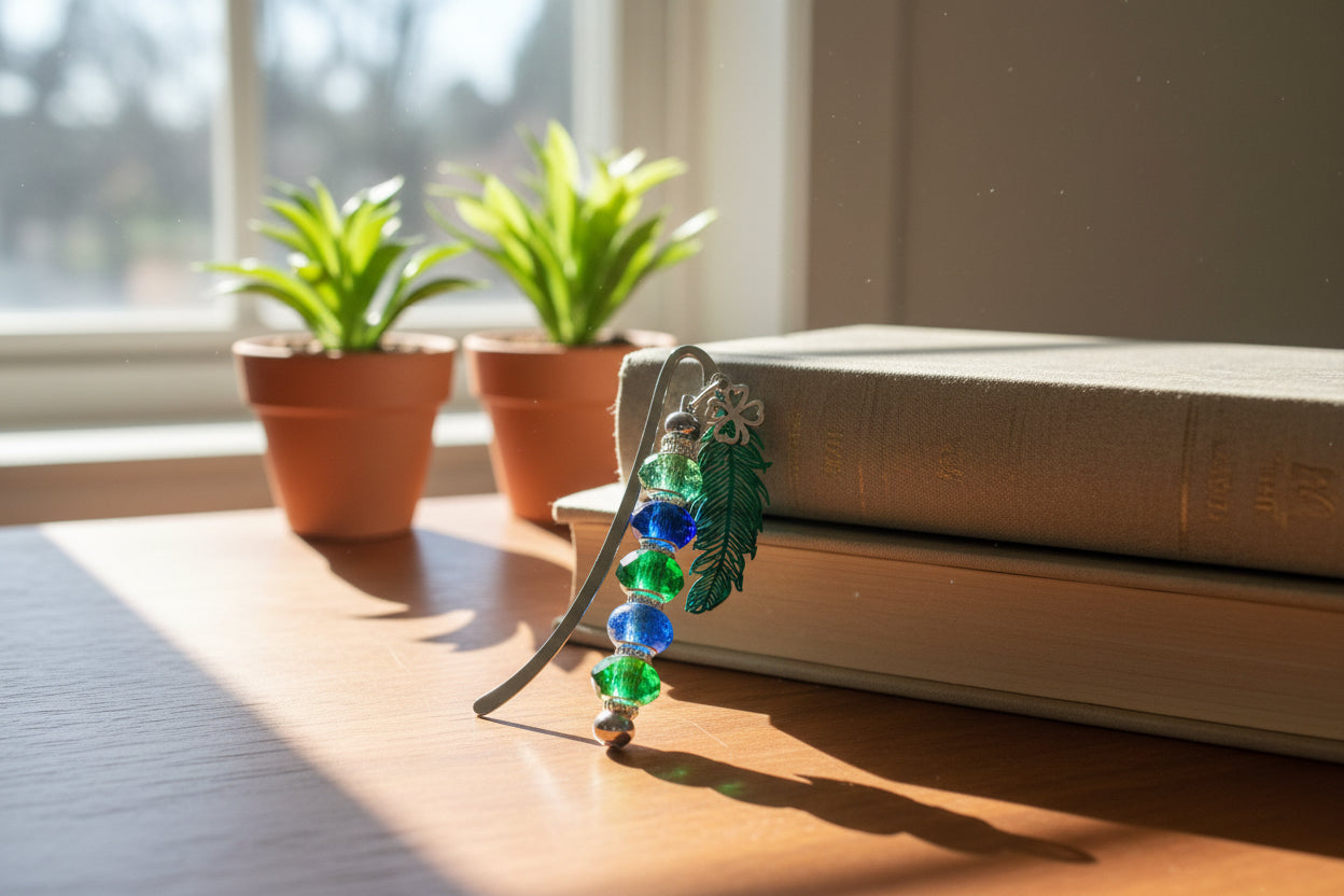 Handmade Bookmark with Filigree Feather