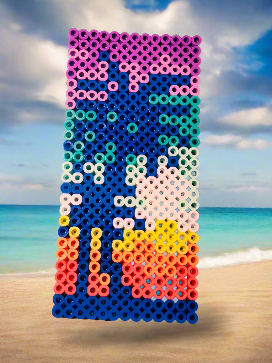 rectangle bead magnet with palm trees