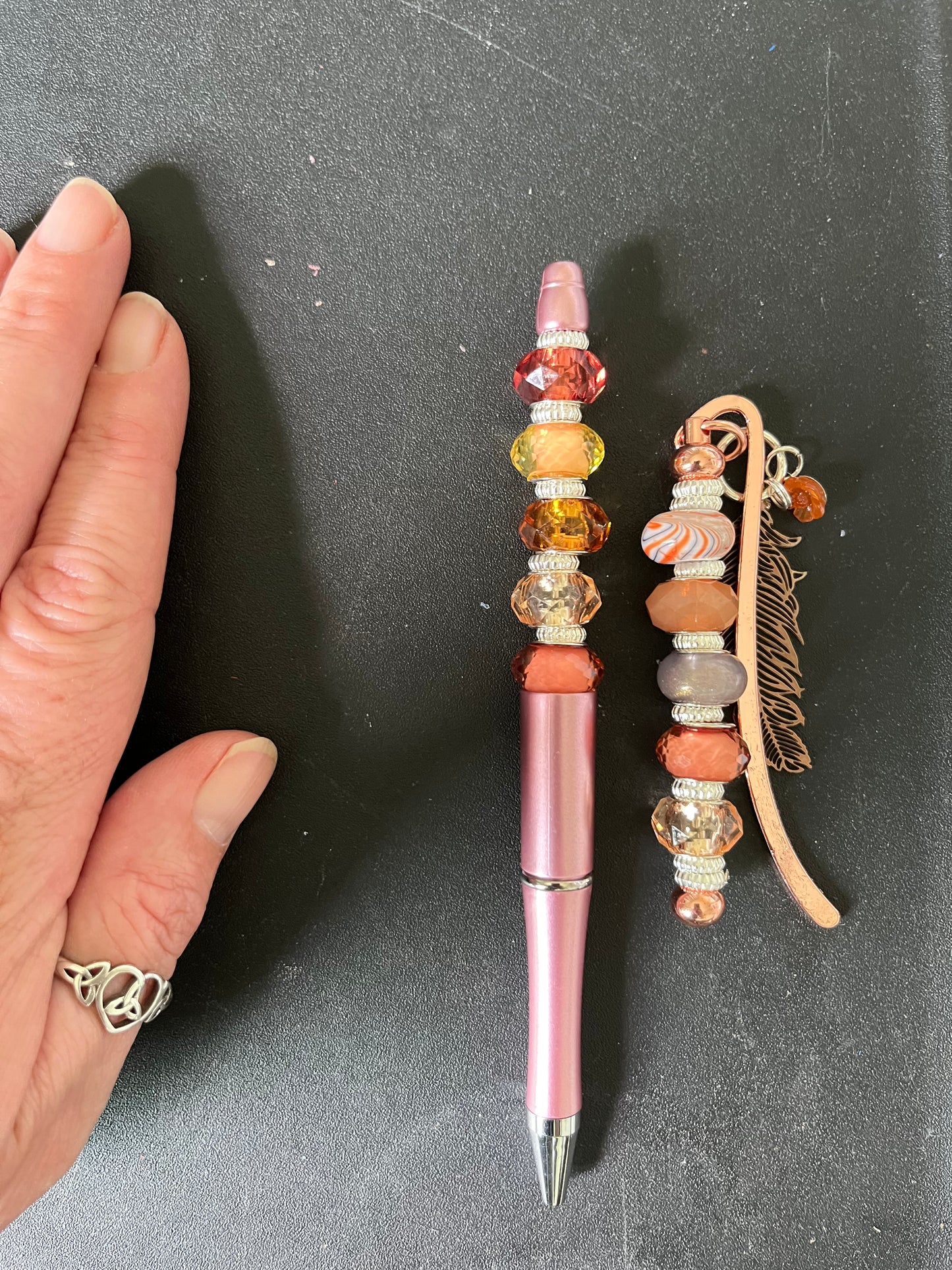 Bookmarks and Pen with Feather