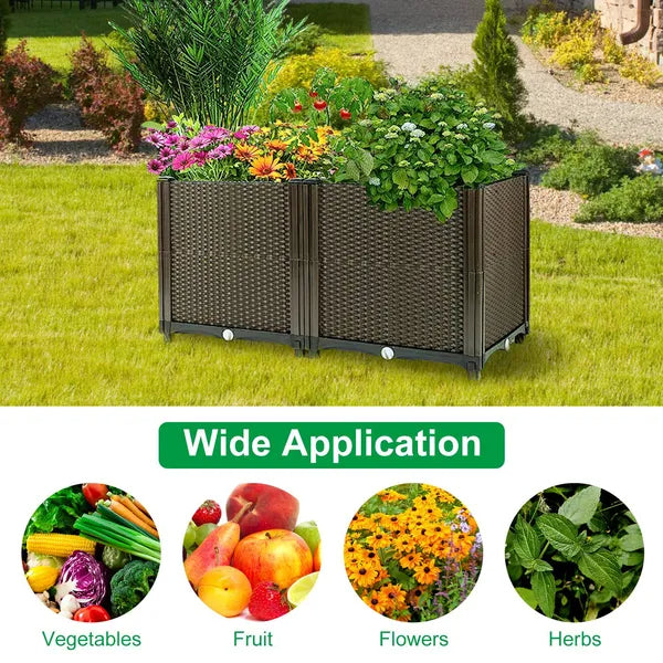 Raised Garden Bed Plant Growth Box With Self-watering System For Garden Patio Balcony Elevated Planter Box For Flowers Vegetables Herbs