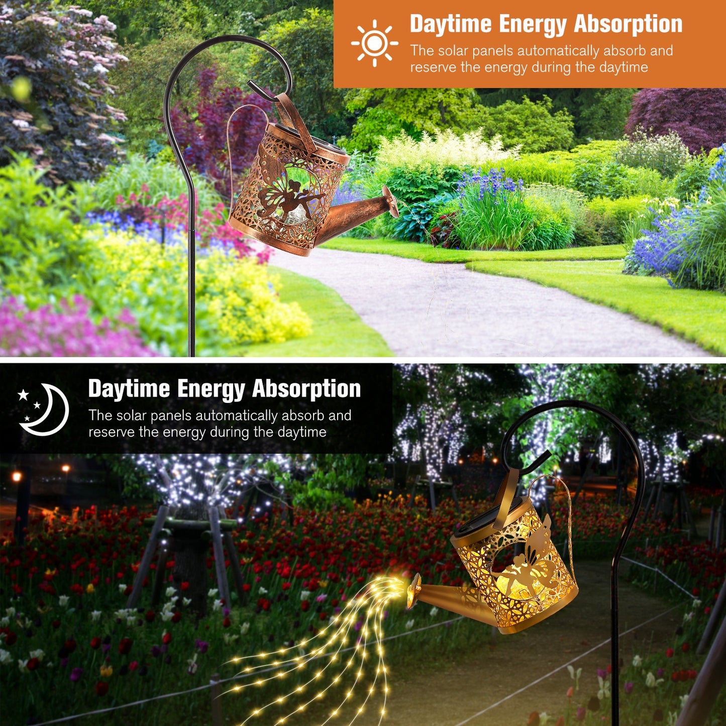 Solar Power Fairy Watering Can Garden Light