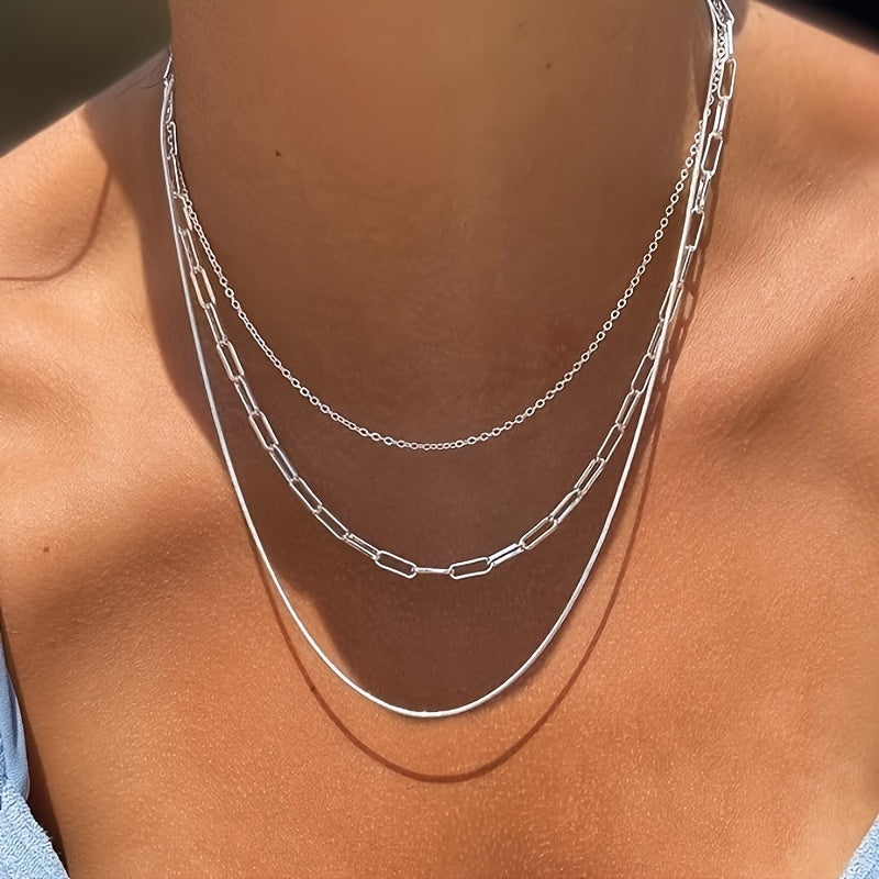 Sterling Silver Plated Layered Necklaces