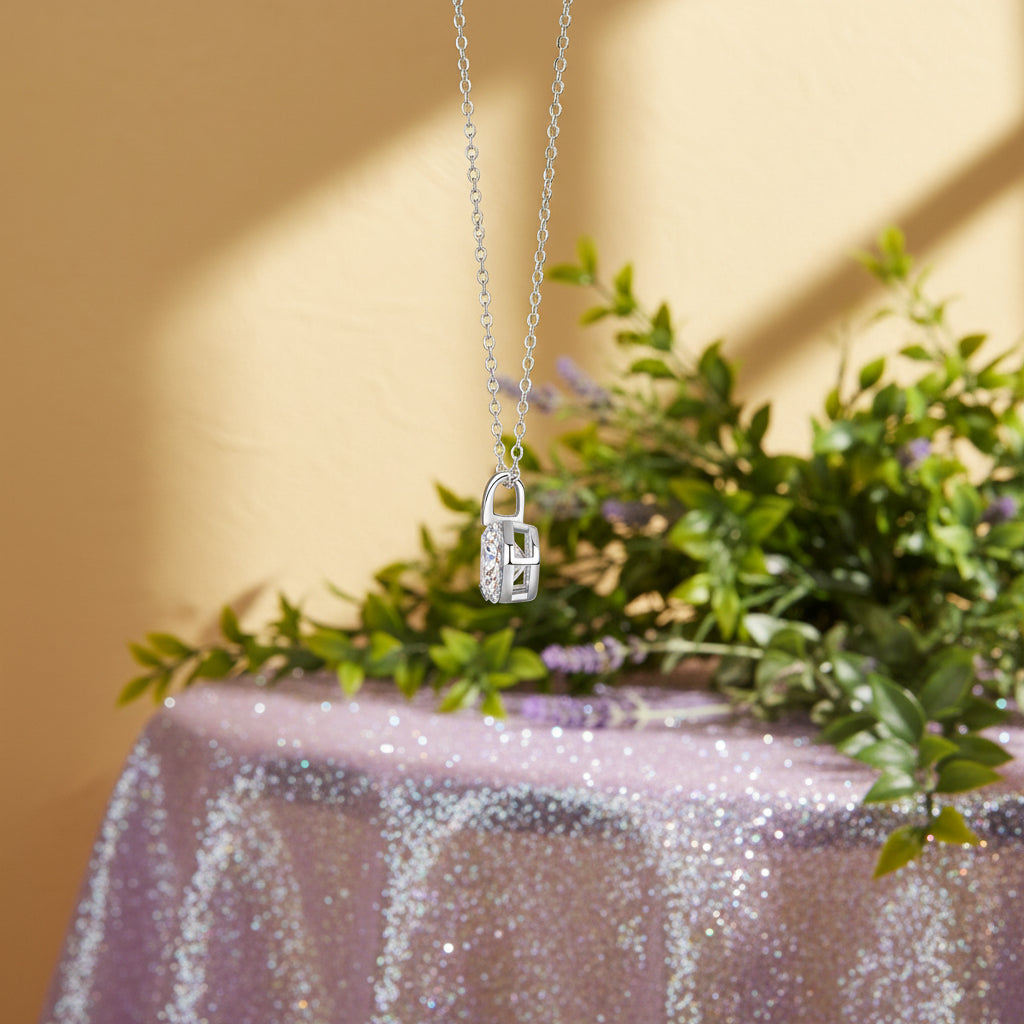 Sterling Silver Pendant Necklace with Moissanite Diamond