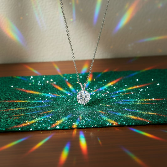 Sterling Silver Pendant Necklace with Moissanite Diamond